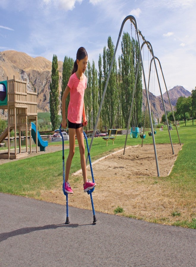 Geospace Adjustable Walkaroo Steel Wee Balance Stilts for Kids - Indoor/Outdoor Play, Exercise, Steel Stilts for Kids- Up to 120 lbs, Height Adjustable Walking Stilts, Kids Stilts -Blue - Image 3