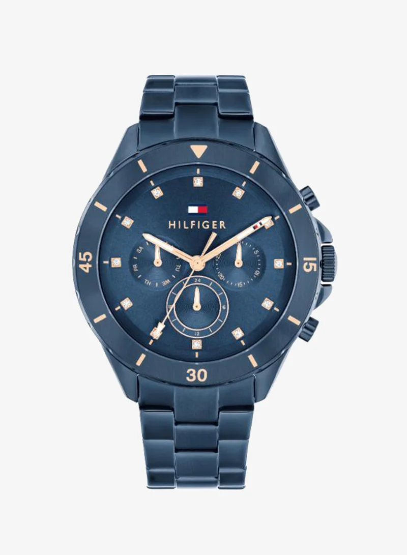 Women's Multifunction Watch, Blue Dial, Blue Stainless Steel Strap
