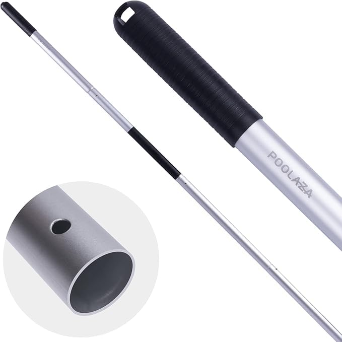 POOLAZA Pool Pole Dual-Handle, Anodized Aluminum Pool Skimmer Pole, Detachable & Telescopic Pool Pole Up to 10.5 Ft, Portble Pool Poles for Cleaning Suitable for Pool Skimmer, Vacuum Head, Brush Etc. - Image 1