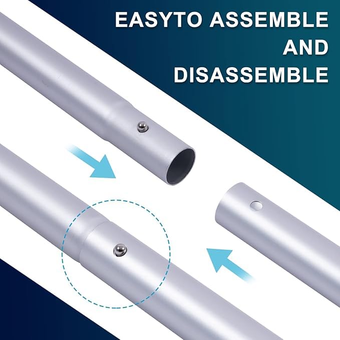 POOLAZA Pool Pole Dual-Handle, Anodized Aluminum Pool Skimmer Pole, Detachable & Telescopic Pool Pole Up to 10.5 Ft, Portble Pool Poles for Cleaning Suitable for Pool Skimmer, Vacuum Head, Brush Etc. - Image 5