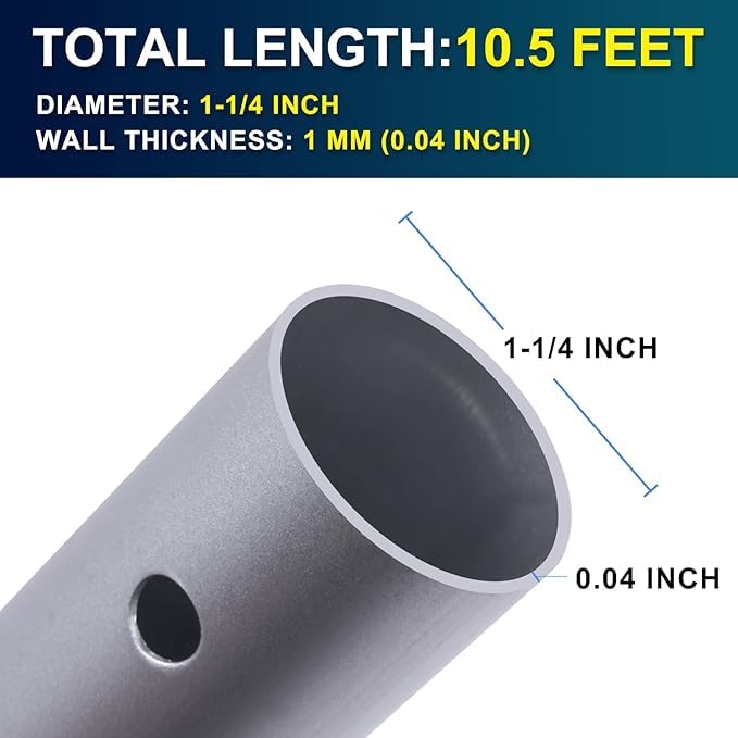 POOLAZA Pool Pole Dual-Handle, Anodized Aluminum Pool Skimmer Pole, Detachable & Telescopic Pool Pole Up to 10.5 Ft, Portble Pool Poles for Cleaning Suitable for Pool Skimmer, Vacuum Head, Brush Etc. - Image 4