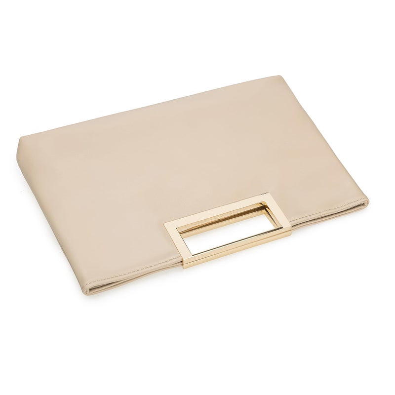 CHARMING TAILOR Fashion PU Leather Handbag Stylish Women Convertible Clutch Purse (Beige) - Image 4