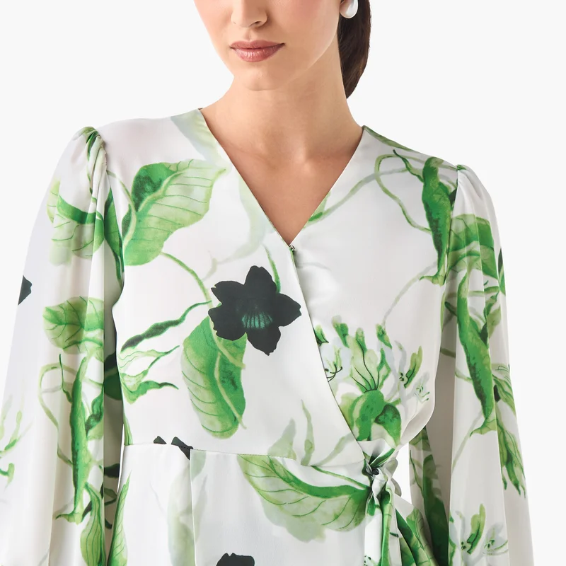 Iconic Iconic Print Wrap Top with Tie-Up Belt