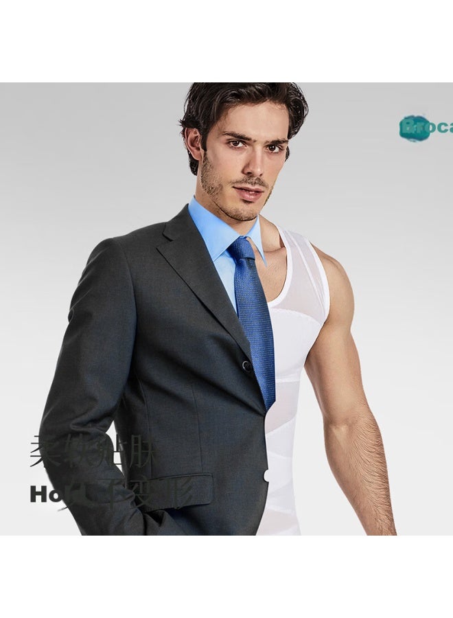 Jindu Men's Slimming Vest Body Shaper Fitness Waist Trainer Breathable Compression Shirt - Image 4