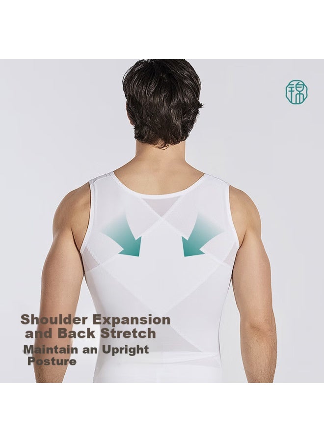 Jindu Men's Slimming Vest Body Shaper Fitness Waist Trainer Breathable Compression Shirt - Image 3