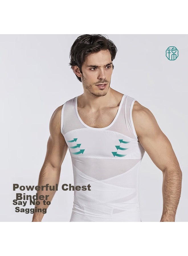 Jindu Men's Slimming Vest Body Shaper Fitness Waist Trainer Breathable Compression Shirt - Image 2