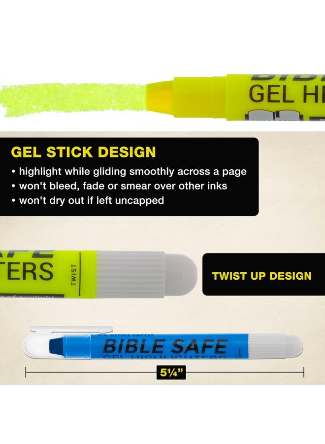 US Office Supply U.S. Office Supply Bible Safe Gel Highlighters, 6 Pack Set - 6 Different Bright Neon Fluorescent Highlight Colors Yellow, Orange, Pink, Purple, Green, Blue - Won't Bleed, Fade or Smear - Study Guide - Image 3