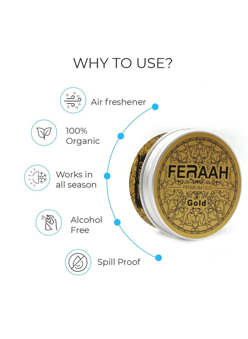 Generic FERAAH Gold Premium OUD Series Organic Can Air Freshener 42g,  Long-Lasting, Spill-Proof  - Image 3