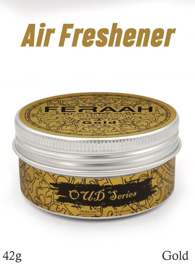 Generic FERAAH Gold Premium OUD Series Organic Can Air Freshener 42g,  Long-Lasting, Spill-Proof  - Image 1