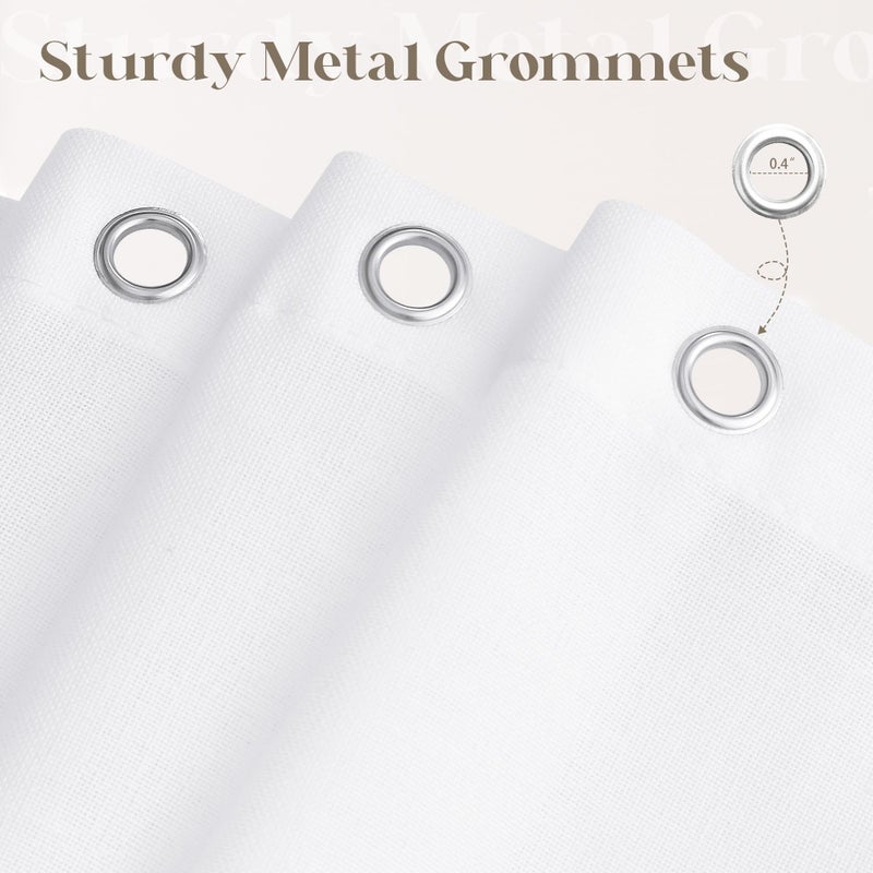 DUKIYO White 80 Inch Long Shower Curtain Linen Cotton Cloth Fabric Shower Curtains for Bathroom with Hooks Set Farmhouse Boho Modern Extra Long Water Repellent Off White Bath Drapes  72x80 in Length - Image 5