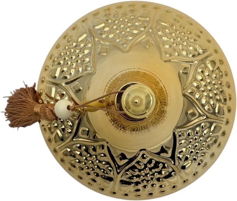 بي آند دي وعاء تقديم ديكوري ذهبي من B&D مع غطاء مزخرف على شكل قبة وتزيين بشراشيب بنية - Image 5