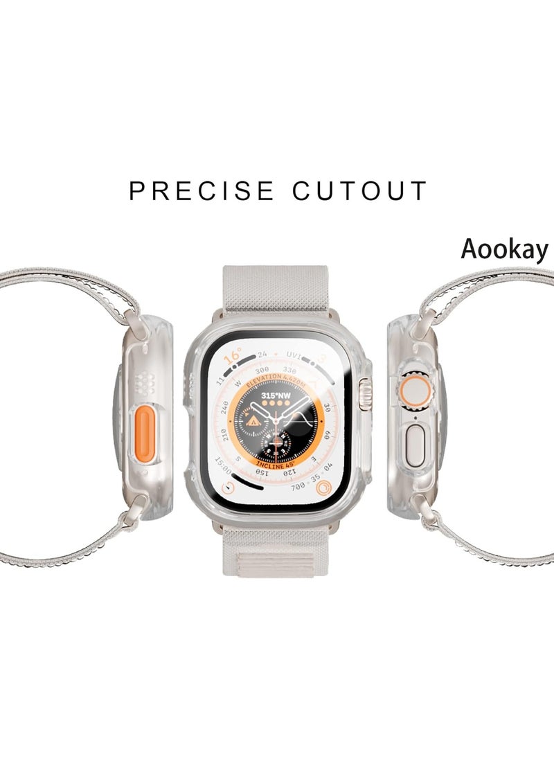 Aookay - [2 Pack] Case with Tempered Glass Screen Protector for Apple Watch Ultra 3/Ultra 2/Ultra 49mm, Slim Guard Bumper Full Coverage Hard PC Protective Cover Thin Case for iWatch 49mm Accessories (Clear) - Image 1