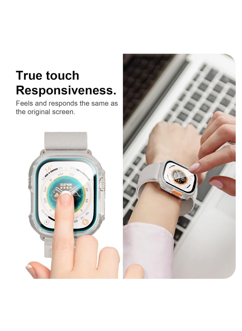 Aookay - [2 Pack] Case with Tempered Glass Screen Protector for Apple Watch Ultra 3/Ultra 2/Ultra 49mm, Slim Guard Bumper Full Coverage Hard PC Protective Cover Thin Case for iWatch 49mm Accessories (Clear) - Image 1