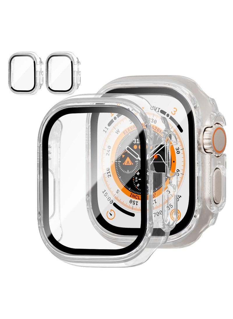 Aookay - [2 Pack] Case with Tempered Glass Screen Protector for Apple Watch Ultra 3/Ultra 2/Ultra 49mm, Slim Guard Bumper Full Coverage Hard PC Protective Cover Thin Case for iWatch 49mm Accessories (Clear) - Image 1