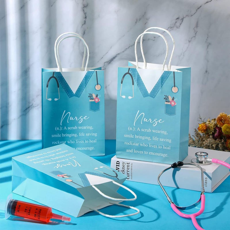 Woanger 30 Pcs Nurse Gift Bag 827 x 591 x 315 Inch Treat Bag Paper Nursing Bags Nurse Appreciation Week Gifts Bulk Favor Bag for Nursing Students Assistant Holiday Party - Image 3