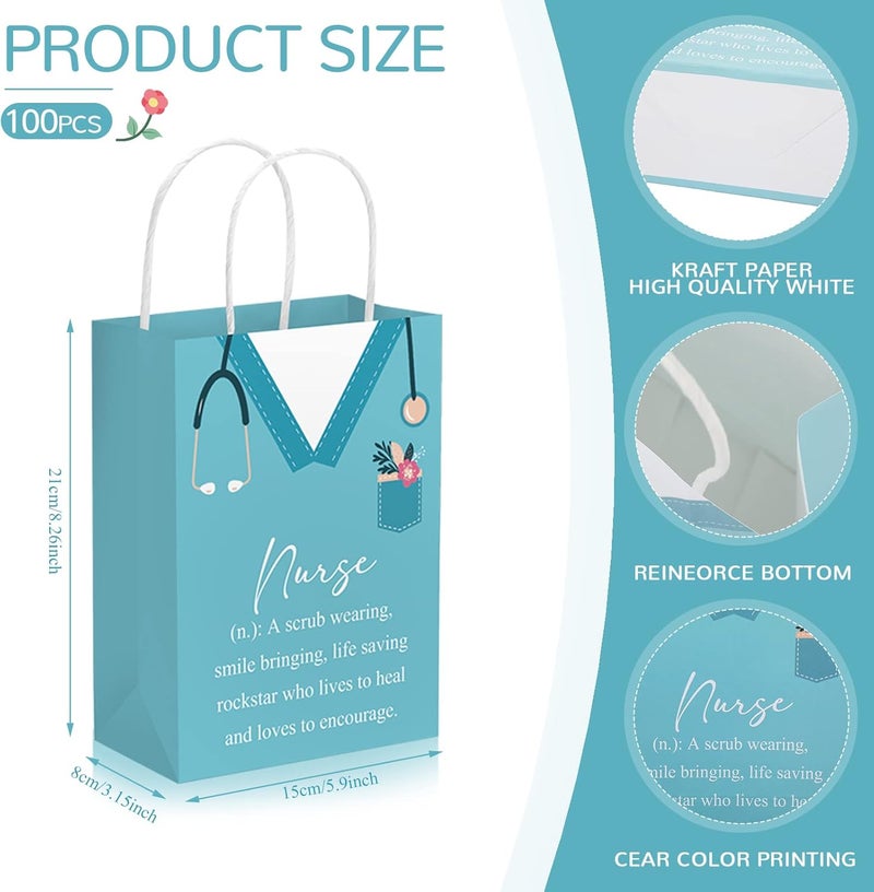 Woanger 30 Pcs Nurse Gift Bag 827 x 591 x 315 Inch Treat Bag Paper Nursing Bags Nurse Appreciation Week Gifts Bulk Favor Bag for Nursing Students Assistant Holiday Party - Image 2