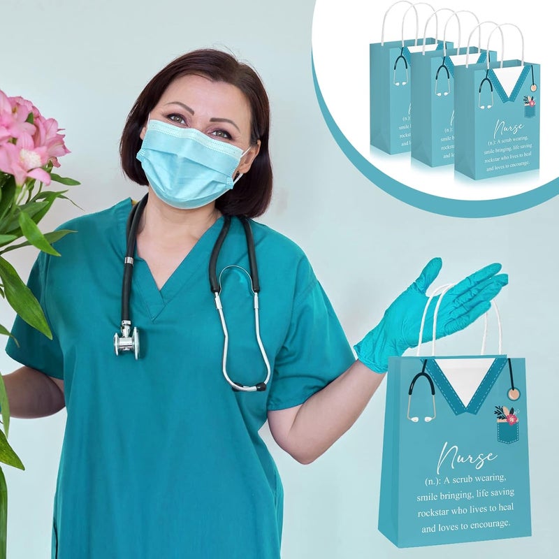 Woanger 30 Pcs Nurse Gift Bag 827 x 591 x 315 Inch Treat Bag Paper Nursing Bags Nurse Appreciation Week Gifts Bulk Favor Bag for Nursing Students Assistant Holiday Party - Image 5