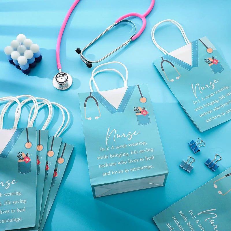 Woanger 30 Pcs Nurse Gift Bag 827 x 591 x 315 Inch Treat Bag Paper Nursing Bags Nurse Appreciation Week Gifts Bulk Favor Bag for Nursing Students Assistant Holiday Party - Image 4