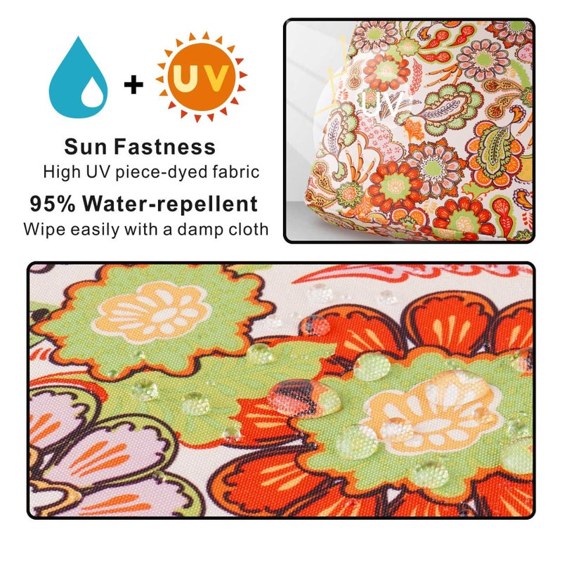 NettyPro Patio Cushion Covers Replacement Set 4 Water Repellent UV Resistant Outdoor Cushion Slipcover with Zipper and Tie, 20 x 18 x 4 Inch, Pop Paisley - Image 2