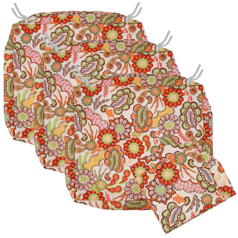 NettyPro Patio Cushion Covers Replacement Set 4 Water Repellent UV Resistant Outdoor Cushion Slipcover with Zipper and Tie, 20 x 18 x 4 Inch, Pop Paisley - Image 1