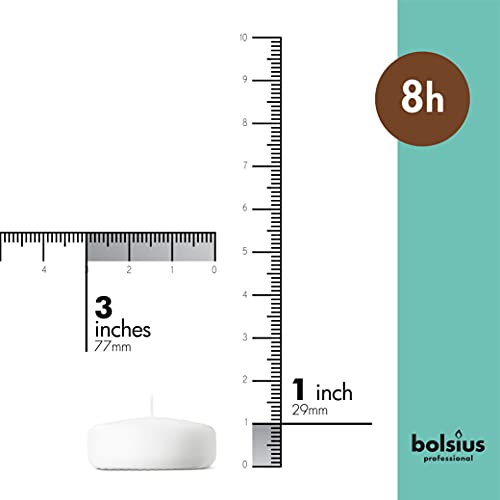 BOLSIUS White Floating Candles 3 Inch - Set Of 12 Maxi Candles - 8 Hour Clean Burning - Palm Oil Free - 0% Animal Fat - Premium European Quality - Image 2