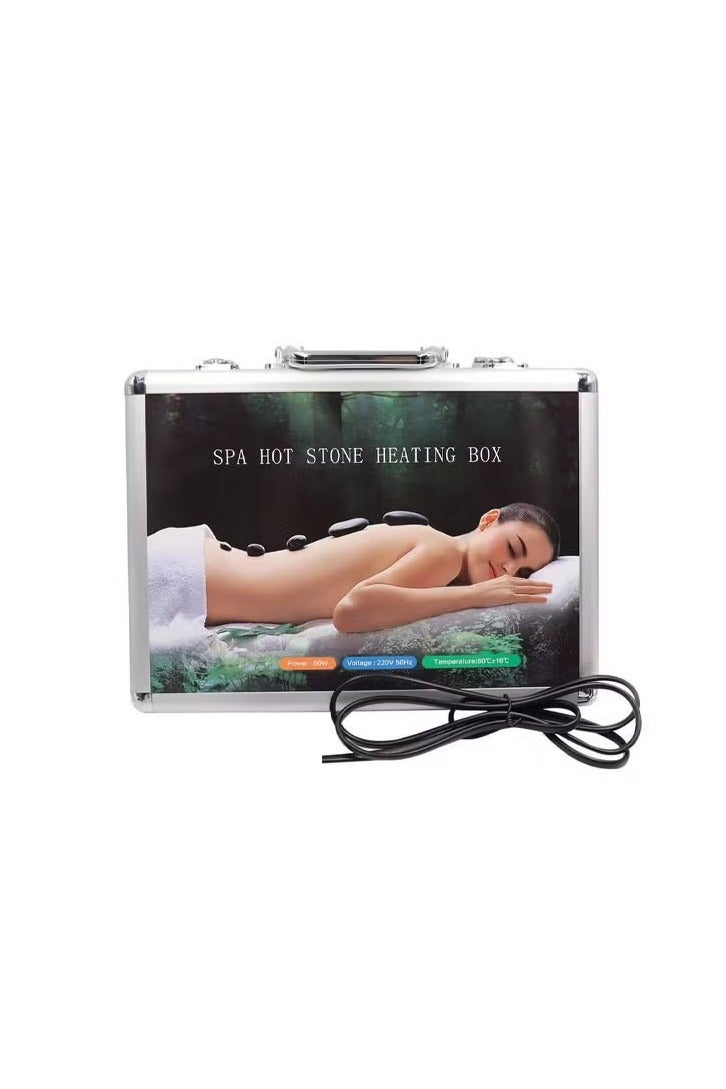 Generic 20-Piece Portable Soft Natural Basalt Hot Stone Set, Massage Stone Warmer with Heating Box for Spa and Therapy (UK Plug)  - Image 2