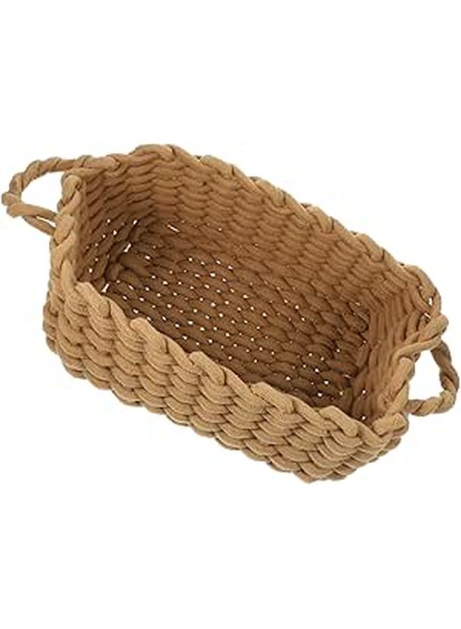 Large Cotton Rope Storage Basket Handwoven Organizer With Fabric Handle For Bedroom Desktop - Image 1