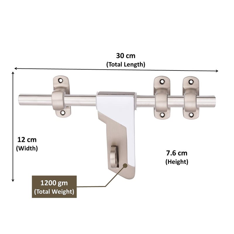 ATOM قفل زنك 12 بوصة | قفل فاخر لمجموعة تجهيزات الأبواب، ملحقات الأبواب | تشطيب مطفي مطلي بالكروم (WZA009) - Image 3