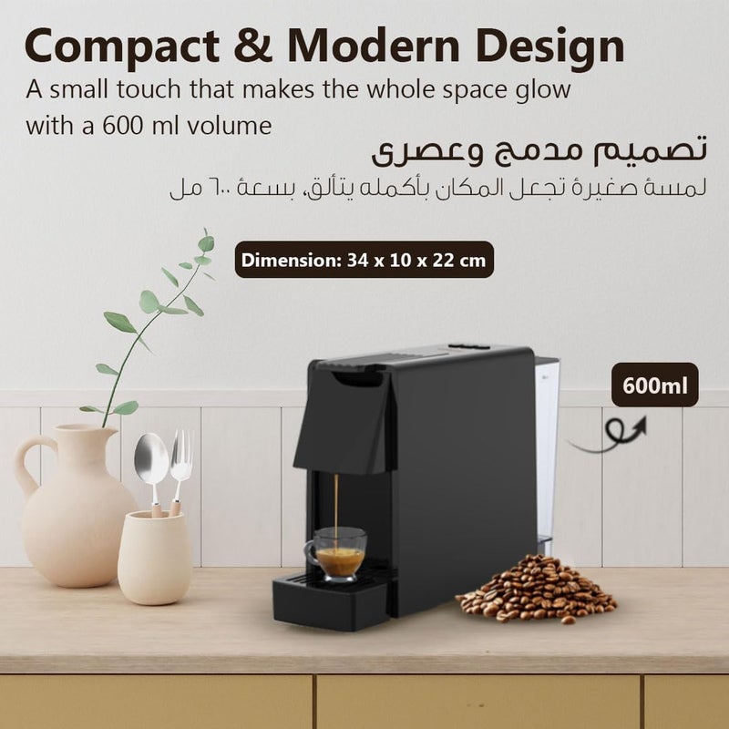 LePRESSO Coffee Maker with Capsule Auto Ejection, 19-Bar Coffee Machine Pump, Compatible with Nespresso Capsule, 600ML Tank, Self-Cleaning Mode, 1450W Power for 40ML & 80ML Espresso - Image 4