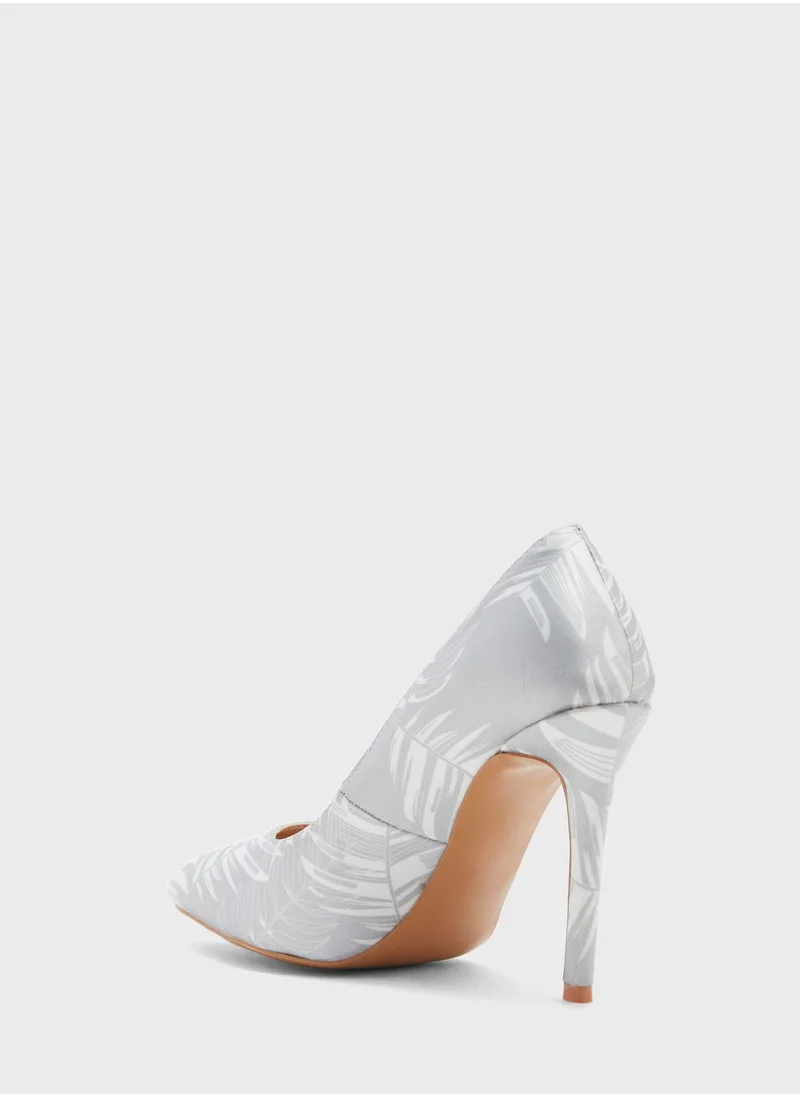 Khizana Satin Palm Print Pointed Pump