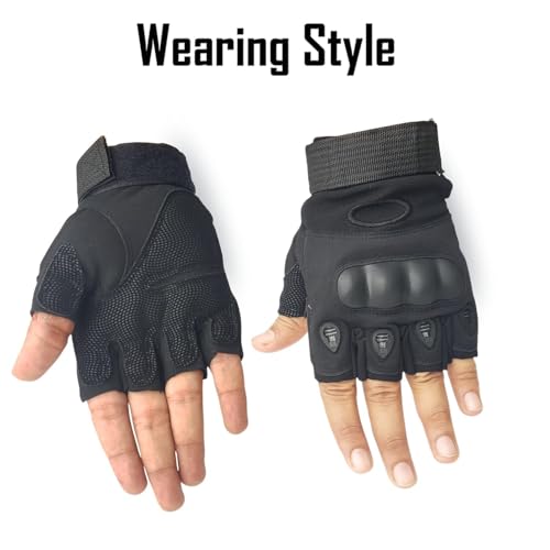 ketmart Nylon Tactical Half Finger Gloves for Sports, Hard Knuckle,Hiking,Cyclling,Travelling,Camping,Outdoor,Boxing, Motorcycle Riding, Arm Shooting Gym Gloves-Black - Image 2
