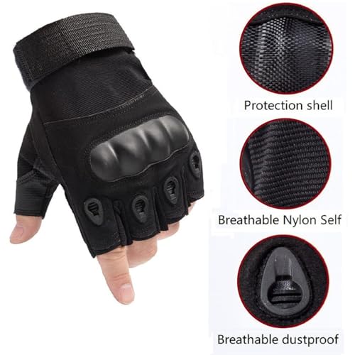 ketmart Nylon Tactical Half Finger Gloves for Sports, Hard Knuckle,Hiking,Cyclling,Travelling,Camping,Outdoor,Boxing, Motorcycle Riding, Arm Shooting Gym Gloves-Black - Image 5