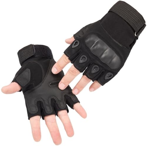 ketmart Nylon Tactical Half Finger Gloves for Sports, Hard Knuckle,Hiking,Cyclling,Travelling,Camping,Outdoor,Boxing, Motorcycle Riding, Arm Shooting Gym Gloves-Black - Image 4