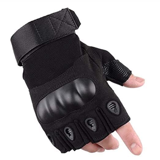 ketmart Nylon Tactical Half Finger Gloves for Sports, Hard Knuckle,Hiking,Cyclling,Travelling,Camping,Outdoor,Boxing, Motorcycle Riding, Arm Shooting Gym Gloves-Black - Image 3
