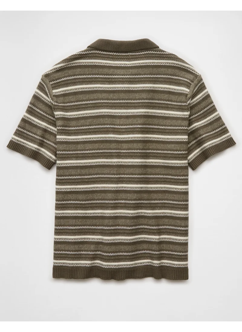 American Eagle AE Weekend Striped Sweater Polo Shirt