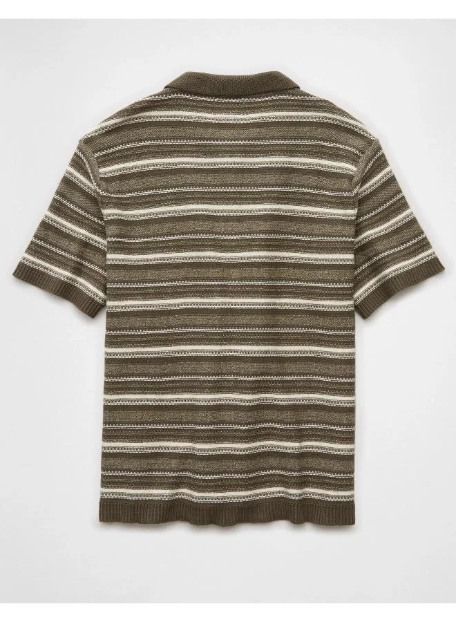 امريكان ايجل AE Weekend Striped Sweater Polo Shirt