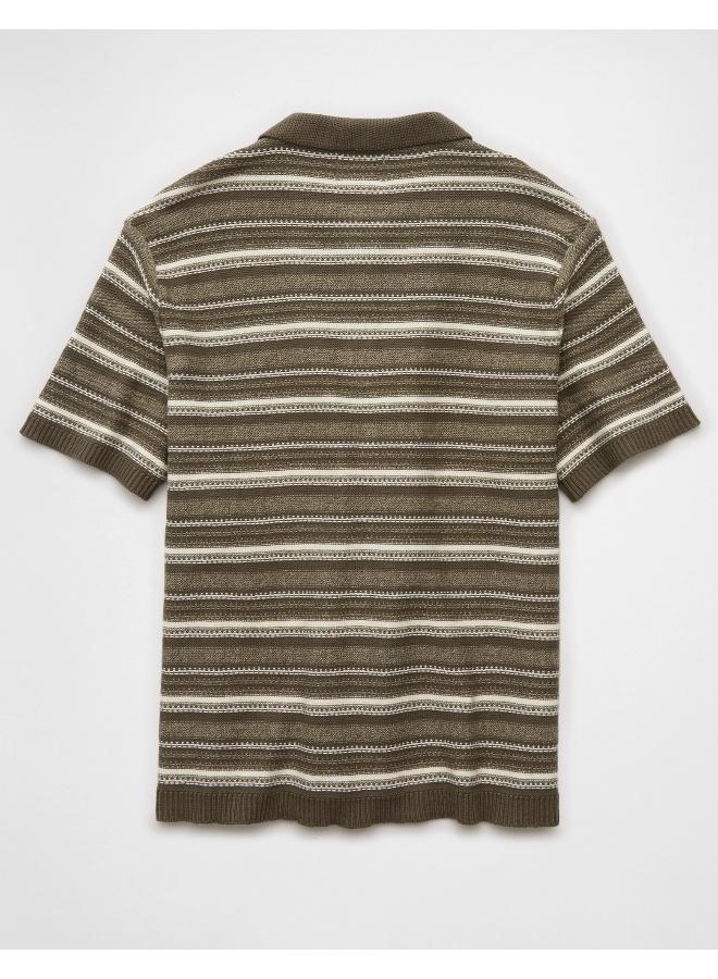 American Eagle AE Weekend Striped Sweater Polo Shirt - Image 2