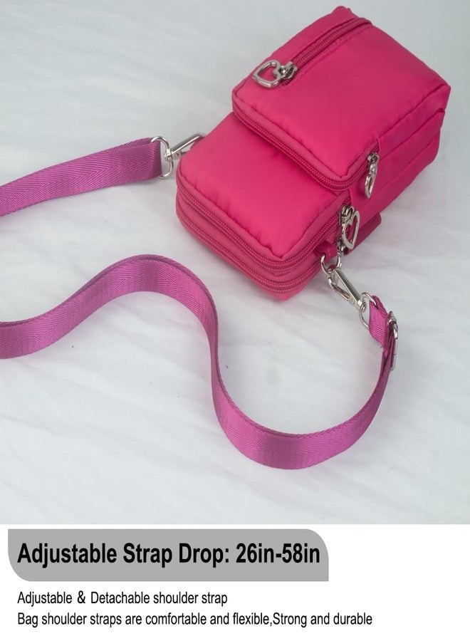 JANKS Small Crossbody Bag for Women, Multi Zip Pockets Nylon Wallet Purse Credit Card Holder with Detachable Hand Strap - Image 4