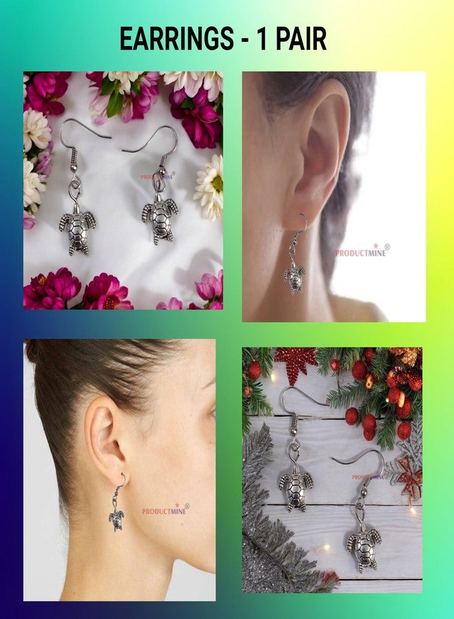 PRODUCTMINE أقراط متدلية على شكل سلحفاة من PRODUCTMINE® للنساء والفتيات، أقراط عصرية مناسبة للإطلالات الكاجوال الأنيقة - زوج واحد - Image 2