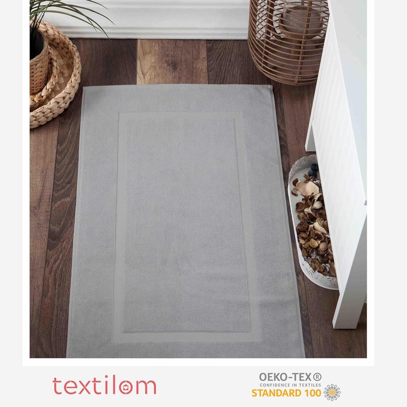 TEXTILOM Luxury 2 Pack Banded Cotton Bath Mats for Bathroom Floor [ Hotel, Spa, Tub, Shower Bath Mat Floor Towel Set ], Machine Washable & Soft & Absorbent & Quick Dry (20''x34'')- Grey - Image 3