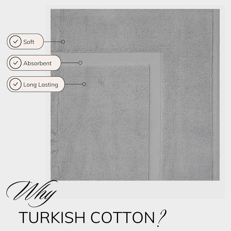 TEXTILOM Luxury 2 Pack Banded Cotton Bath Mats for Bathroom Floor [ Hotel, Spa, Tub, Shower Bath Mat Floor Towel Set ], Machine Washable & Soft & Absorbent & Quick Dry (20''x34'')- Grey - Image 2