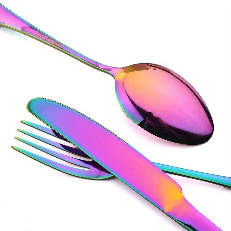 Black 24Pcs Stainless Steel Cutlery Set Knife Fork Spoon Western Kitchen Tableware Wedding Gift - Image 5