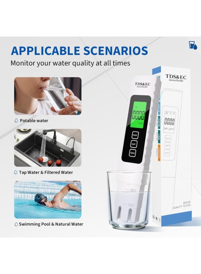 4 in 1 Digital Water Quality Tester - TDS/EC/Temperature（°C/°F）TDS Meter | 0-9999 ppm | Accurate and Professional for Drinking Water, Hydroponics, Aquariums, RO Systems, Pool(2025 New) - Image 4