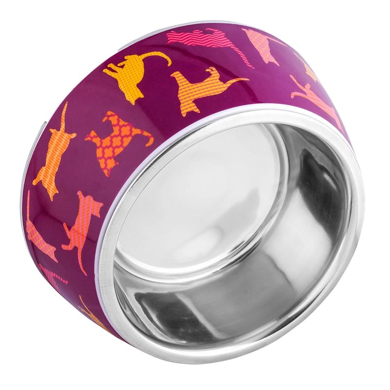 AniMax Anti-Skid Melamine Detachable Stainless Steel Food Bowls For Cats (Purple)-Small-210 Ml,?31.75 cm,H_8.89 cm,W_16.51 cm - Image 3