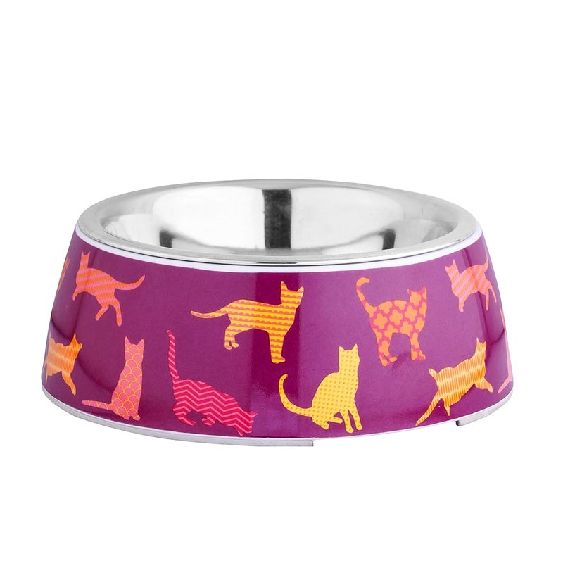 AniMax Anti-Skid Melamine Detachable Stainless Steel Food Bowls For Cats (Purple)-Small-210 Ml,?31.75 cm,H_8.89 cm,W_16.51 cm - Image 5