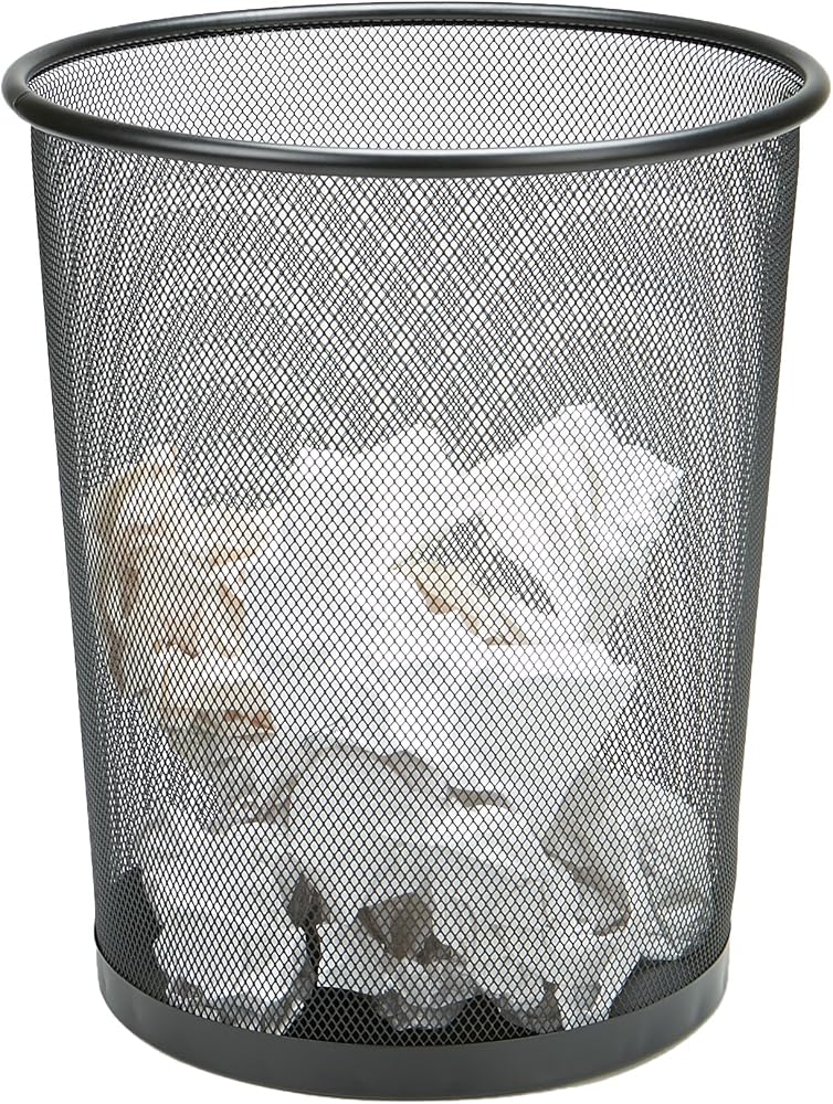 Mind Reader Network Collection, Waste Paper Basket 4.4 Gallon Capacity, Reinforced Solid Rim and Base, Metal Mesh, L x 11.5" W x 13.75" H, Single, Black - Image 1