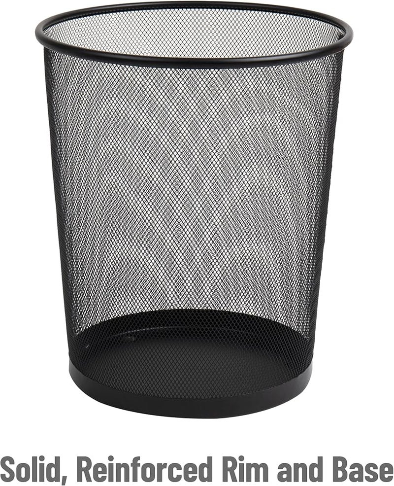 Mind Reader Network Collection, Waste Paper Basket 4.4 Gallon Capacity, Reinforced Solid Rim and Base, Metal Mesh, L x 11.5" W x 13.75" H, Single, Black - Image 4