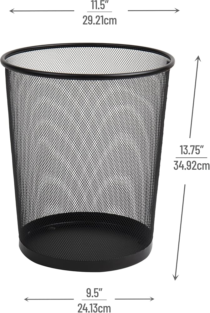 Mind Reader Network Collection, Waste Paper Basket 4.4 Gallon Capacity, Reinforced Solid Rim and Base, Metal Mesh, L x 11.5" W x 13.75" H, Single, Black - Image 3