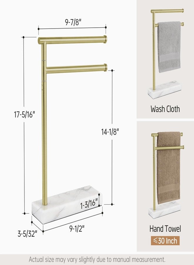 كيس حامل مناشف اليد KES للحمام، حامل مناشف سطحي بطول 17.3 بوصة بقاعدة رخامية ثقيلة، رف مناشف دوار قائم بذراعين قابلين للتعديل، مصنوع من الفولاذ المقاوم للصدأ 18/8، مطلي بالذهب المصقول، BTH233A-BZ - Image 5