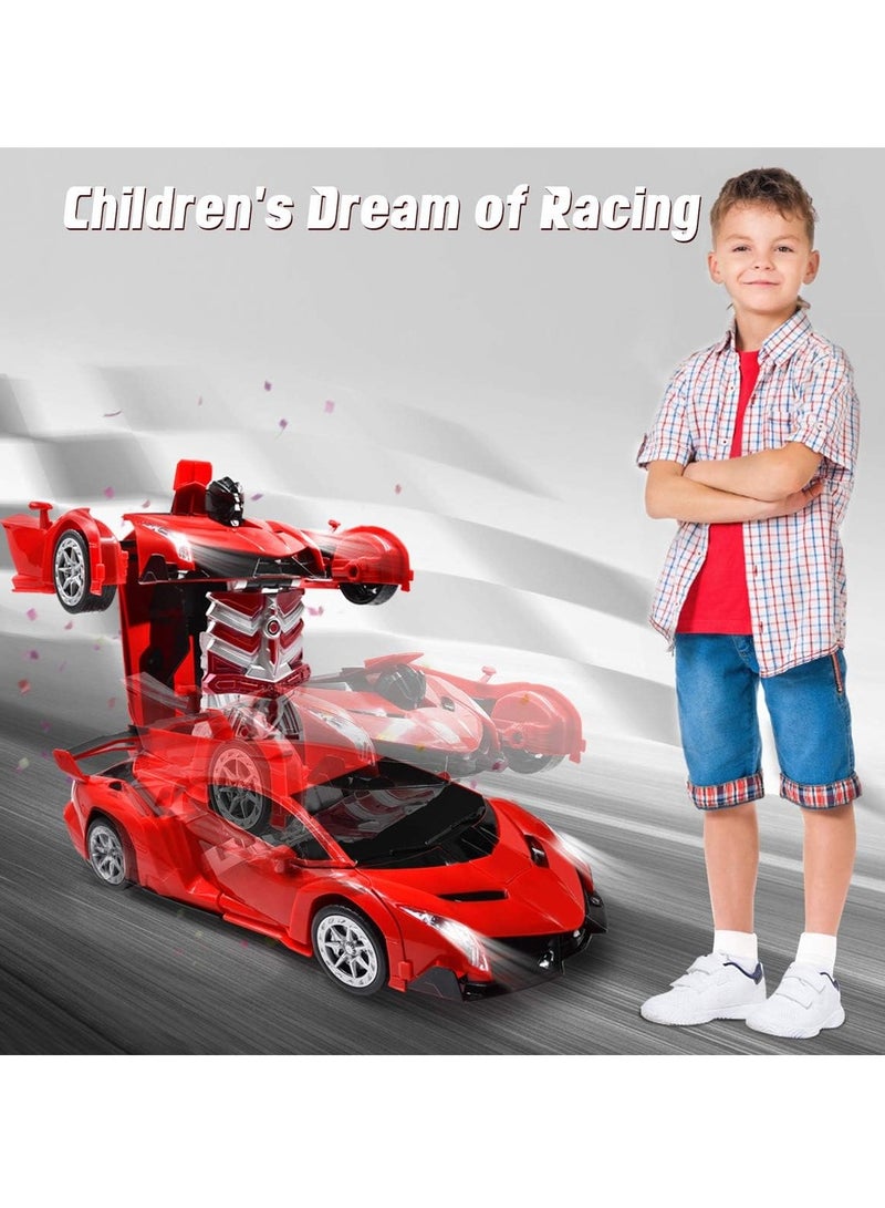 RAKAY 2 in 1 Remote Control Car with Lights and 360° Rotation, RC Cars with Cool Appearance and One-click Deformation, 1:18 Scale Transforming Car Toy, Made of Sturdy Safe ABS Materials - Image 5
